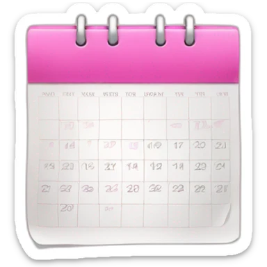 pink calendar with white sheets sticker