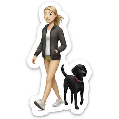 White Girl walk with a black dog sticker