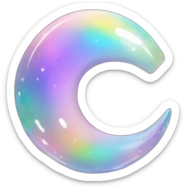 Pastel iridescent rainbow crystal crescent orb sticker