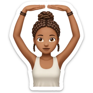 Black girl with braids, arms raised in a stretch sticker