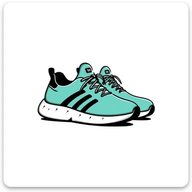 turquoise running shoes, athletic footwear, blue-green sneakers sticker