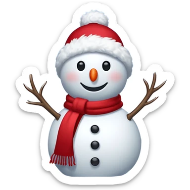 a snowman with the "S" logo and red scarf sticker