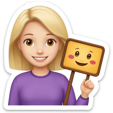 A girl holding a sign saying good girl sticker