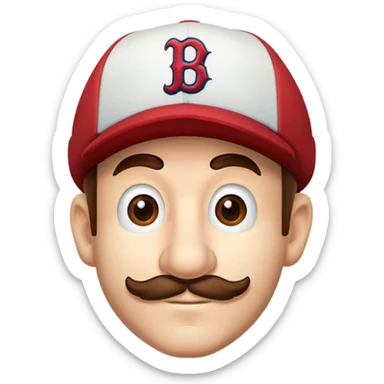Luigi from Mario brothers wearing a Boston Red Sox hat sticker