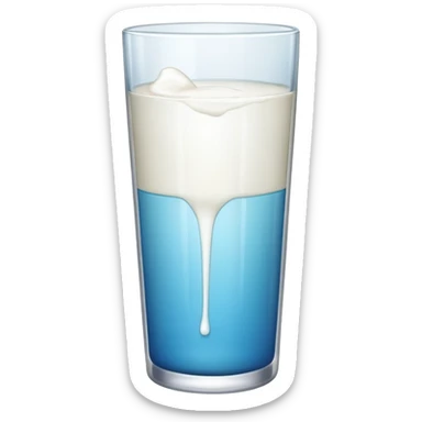 the drink is white, The bottom and mouth of the glass are the same width and thin a toll, There is only white liquid inside,photo realistic sticker