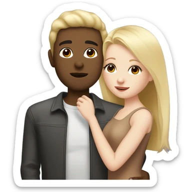 A blonde girl with pale skin kisses a light-skinned guy with dark hair sticker