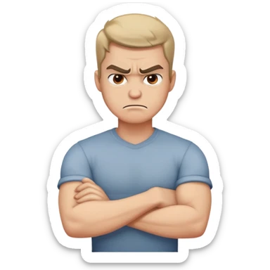 arms crossed holding neck angry guy sticker