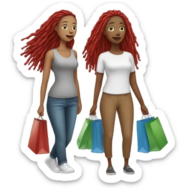 Woman with red locs , woman with gray locs shopping sticker