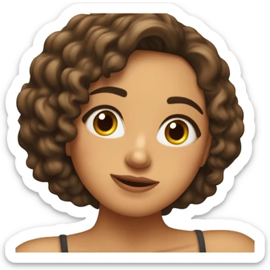 Chica morena clara con pelo rizado tumbada en el sofá durmiendo  sticker