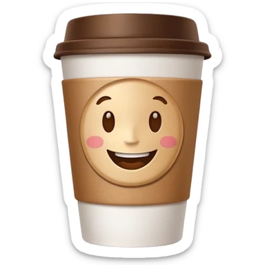 one coffe take away cup with coffee and a smiling mouth  sticker