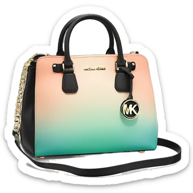 Realistic light green, light blue ,peach color ombre and black michael kors satchel purse. sticker