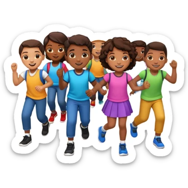 Group of African American kids playing on school playground in urban neighborhood sticker