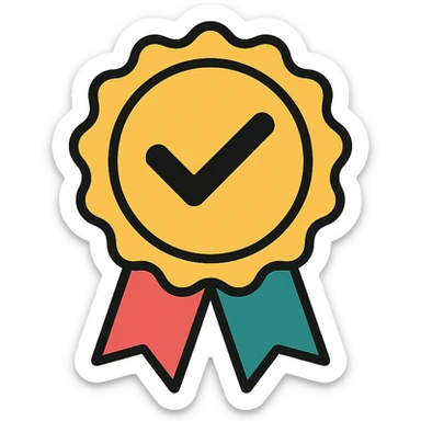 vector icon of a seal of trust with gold and colorful elements, elegant and minimalist flat design, isolated on white background, award badge style, 2D flat vector, trending icon look, soft shadows, no text, perfect for commercial use, icon style, variation 1 sticker