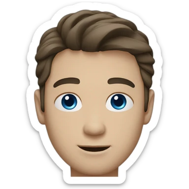 shaved white man with messy mid long dark brown hair blue eyes sticker