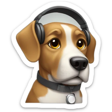 Dog listens to music with headphones sticker