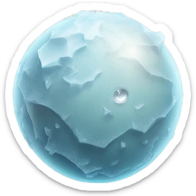 a planet, small, icy and with a rocky surface and a heart-shaped icy region of creamy white light color sticker