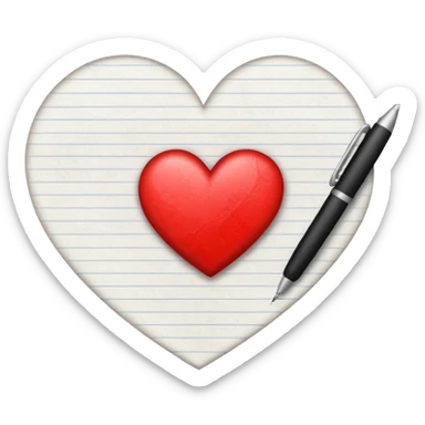Writing paper on a heart sticker