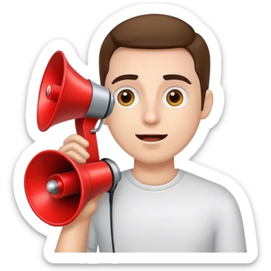 man with loudspeaker sticker