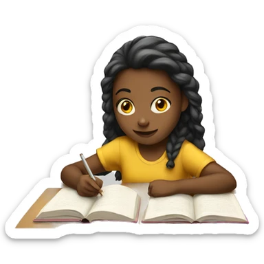 Girl studying sticker