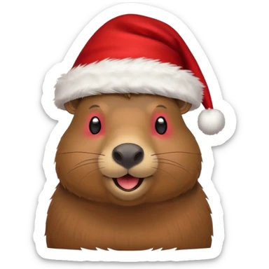 capybara wearing a santa hat sticker
