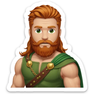 Hercules, Hero God from Rome Mythology with long ginger hair and beard, green and brown outfit sticker