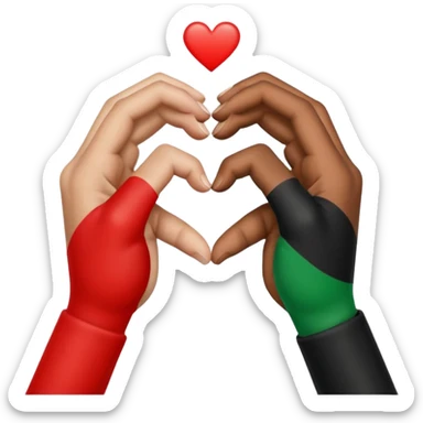 two hands forming a heart shape with Palestinian flag colors sticker