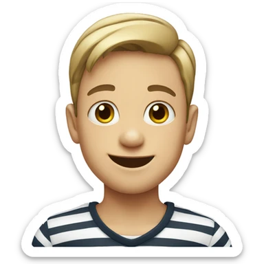 smiling boy in striped shirt sticker