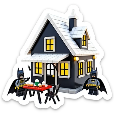  Ultra cute Lego Haunted Batman dream house Caravan with picnic table and folding chairs at Christmas  sticker