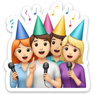 Friends at karaoke sticker