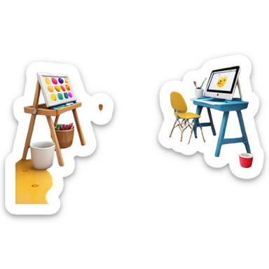 emoji room (cozy art studio) sticker