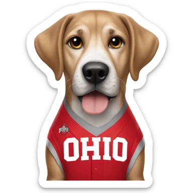 dog wearing ohio state jersey  sticker