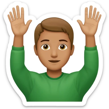 green raised 2 hands sticker