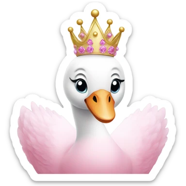 A pink swan wearing a crown and a pink tutu  sticker
