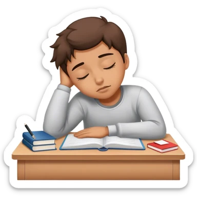 A student sleeping on the desk feeling sleepy sticker