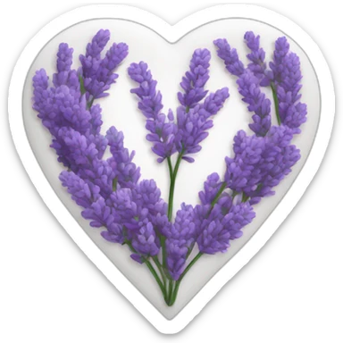 Lavender inside white heart sticker