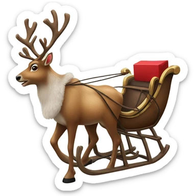 realistic reindeer with a sleigh sticker