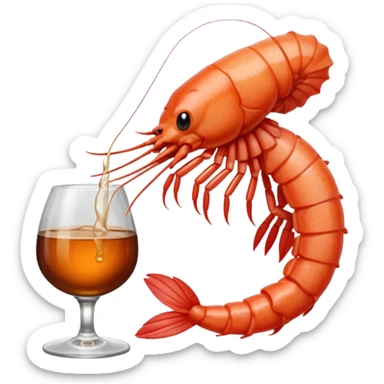 A SHRIMP DRINKING BOURBON, CLASSY, PHOTOREALISM sticker