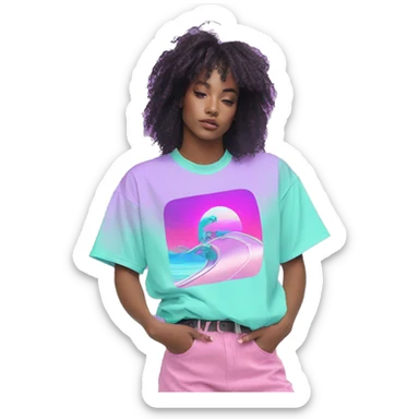Vaporwave person dancing Skater fashion aesthetic baggy clothes graphic t shirt 420 sticker