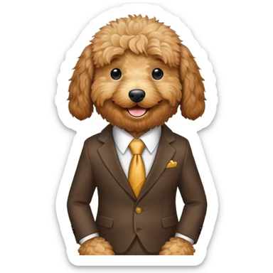 golden doodle wearing a suit sticker