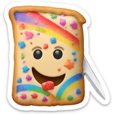 Rainbow poptart with a knife sticker