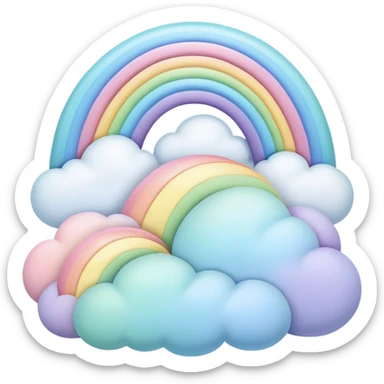  pastel rainbow puffy landscape  sticker