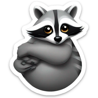 raccoon hugging goose sticker