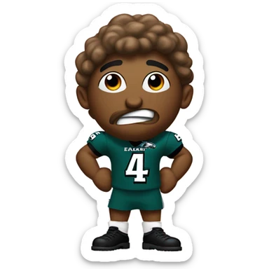 A poop wearing a Philadelphia eagles jersey sticker