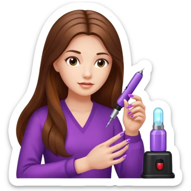 lady doing nails with uv lamp sticker