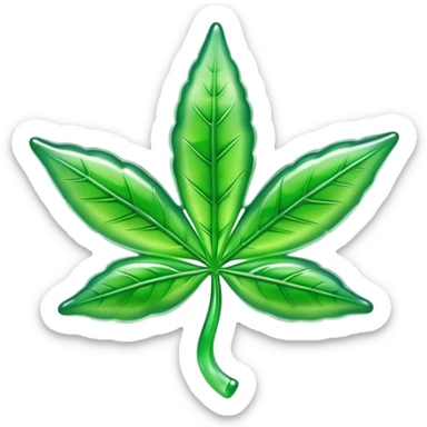 glossy green gusher gummy in the shape of a weed leaf sticker