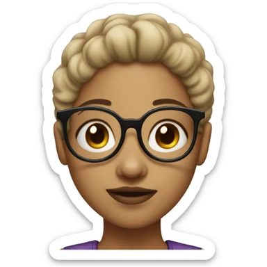 A light skin girl with 4a hair with glasses and a nose piercing  sticker