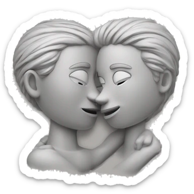 “Create an emoji depicting two figures in a close, passionate embrace, using abstract, intertwined shapes and curves to suggest intimacy without being explicit.” sticker