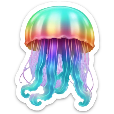 Gradient rainbow shimmery iridescent jellyfish sticker