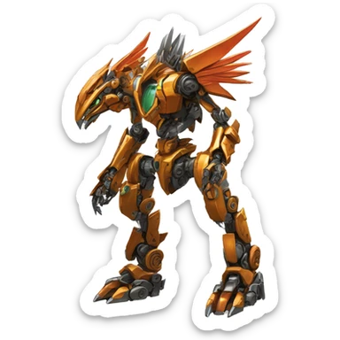 futuristic mechanical spiky Medabot-raptor-dragon-Bionicle-mecha full body sticker