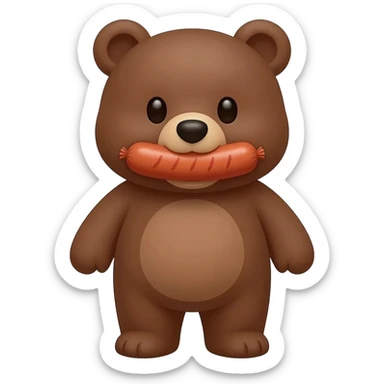 Cute Bear with one sausage in his mouthe sticker